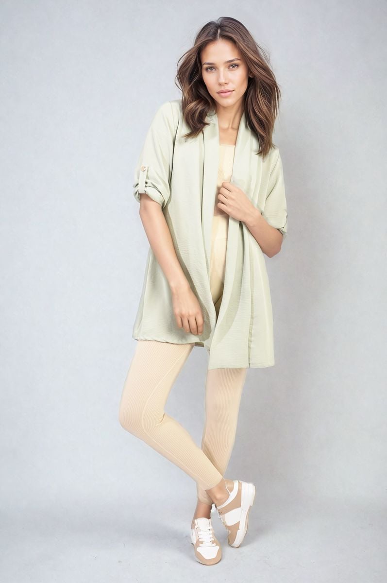 Open Front Roll Up Sleeve Cardigan - Black River UK