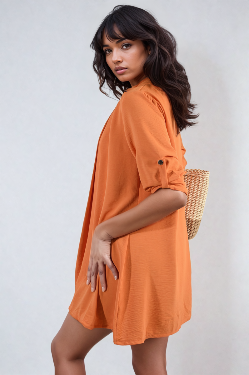 Open Front Roll Up Sleeve Cardigan - Black River UK