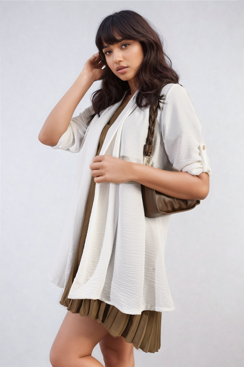 Open Front Roll Up Sleeve Cardigan - Black River UK