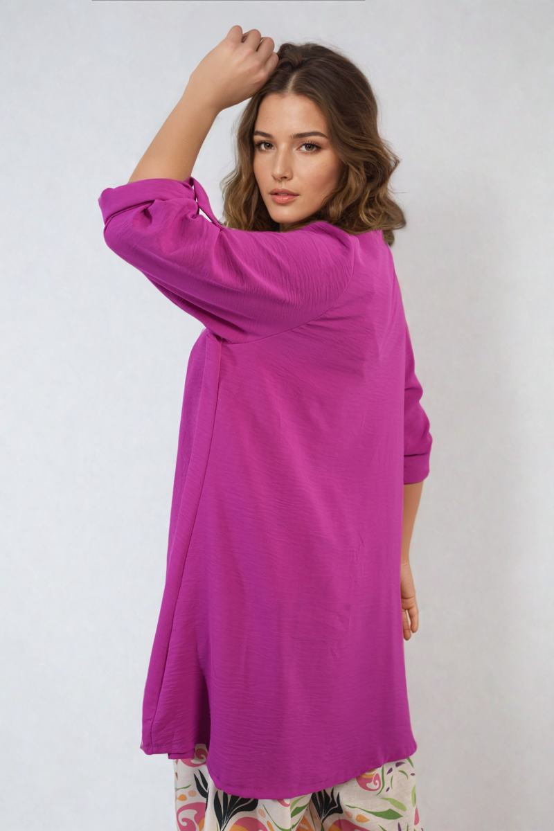 Open Front Roll Up Sleeve Cardigan - Black River UK
