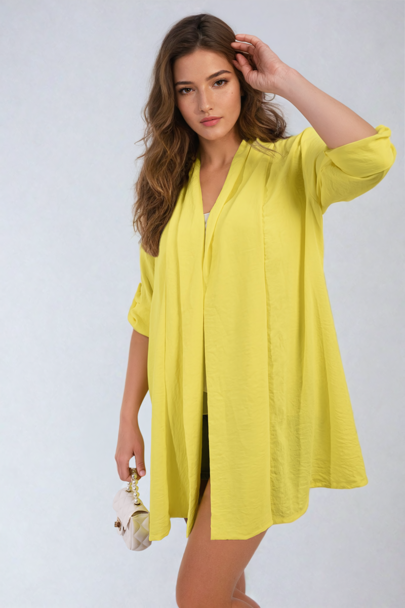 IKRUSH Vivian Open Front Roll Up Sleeve Cardigan