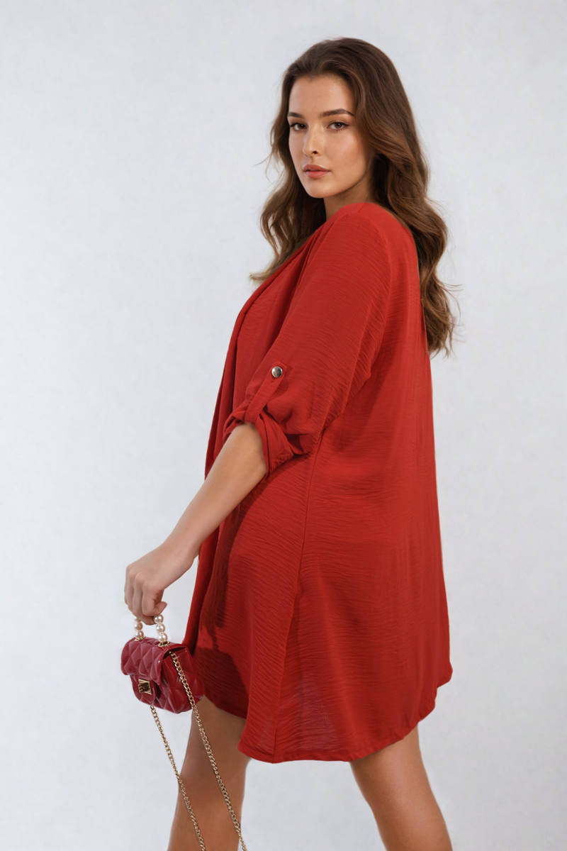 IKRUSH Vivian Open Front Roll Up Sleeve Cardigan