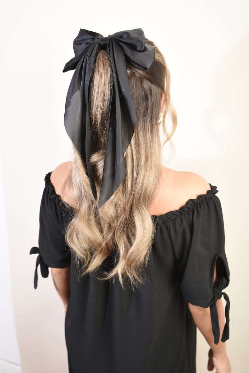 Elegant Big Bow Hair Clips - Black River UK